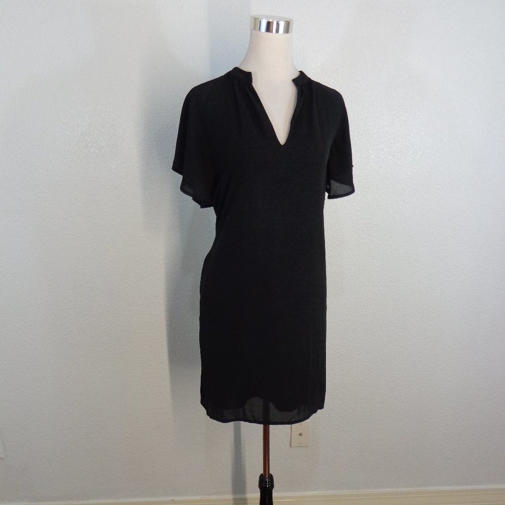 Nwot Gap Black Split Neck Overlay Shift Dress, Sz… - image 2